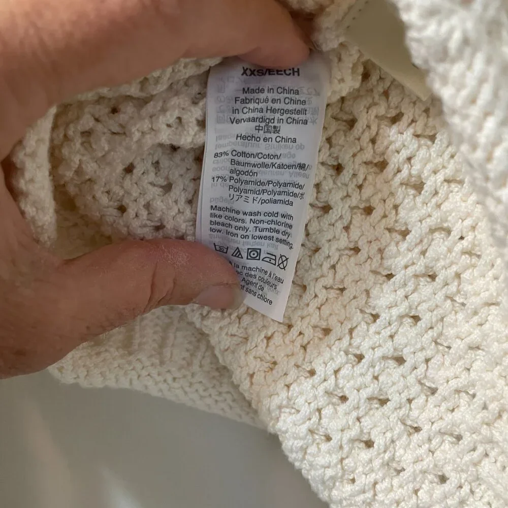 Madewell Pullover Sweater Open Stitch Austen in Cream Cotton Blend size XXS - Picture 4 of 8